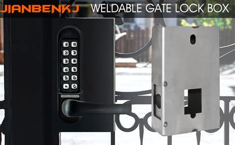 gate arm lock box weldable steel|metal gate lock with keypad.